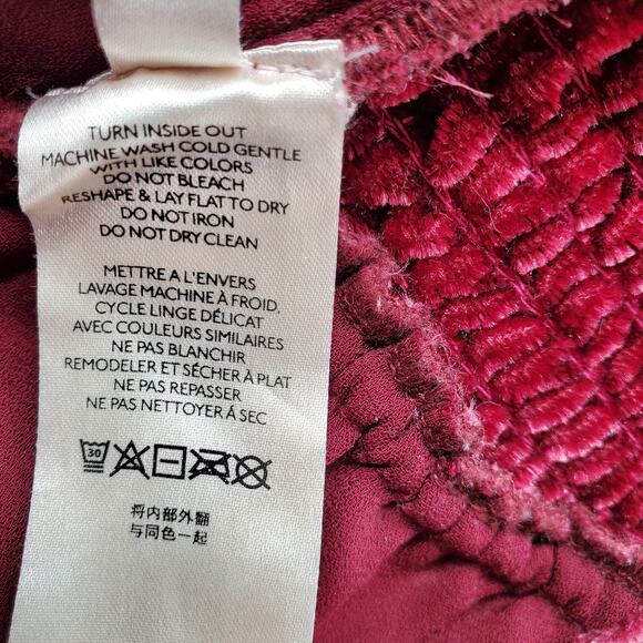 Free People Women's Large Marie Velvet Open Back Top Pomegranate Red Pre-Owned - Picture 6 of 7